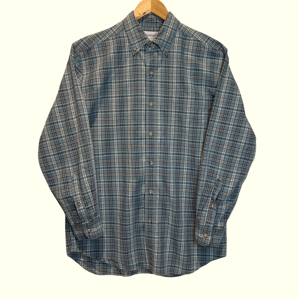 Carhartt‎ Plaid Button Down Long Sleeve 100% Cotton Pocket Casual Shirt Mens Med